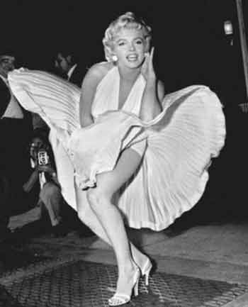 Marilyn Monroe poses over the updraft of a New York subway grating while in character for the filming of 'The Seven Year Itch' in Manhattan on September 9, 1954.