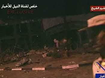 Video grab from Egyptian television Egypt TV shows the area after a blast at a hotel in Sharm el- Sheikh in Egypt, July 23, 2005. 