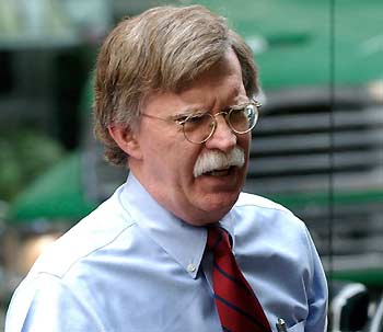 New U.S. ambassador to the United Nations John Bolton arrives at the U.S. mission to the U.N. in New York, August 1, 2005. 