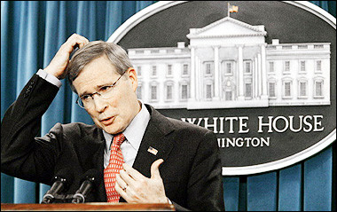 US President George W. Bush's National Security Adviser Stephen Hadley speaks to the press 10 November, 2005, at the White House in Washington, DC. 