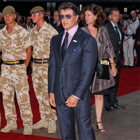 Sylvester Stallone meets soldiers