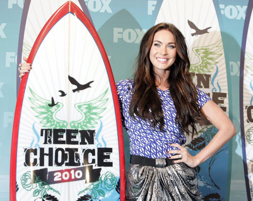 Megan Fox poses in the press room at the Teen Choice 2010 Awards