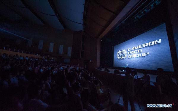 James Cameron attends 3D film forum in China's Tianjin