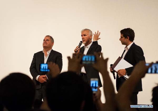 James Cameron attends 3D film forum in China's Tianjin