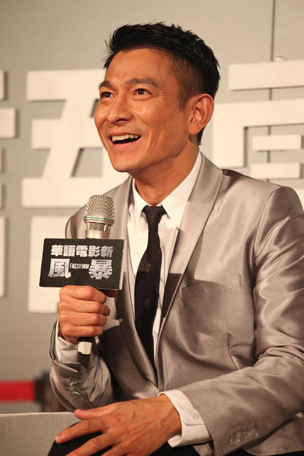 Andy Lau promotes upcoming 'Firestorm' in BJ
