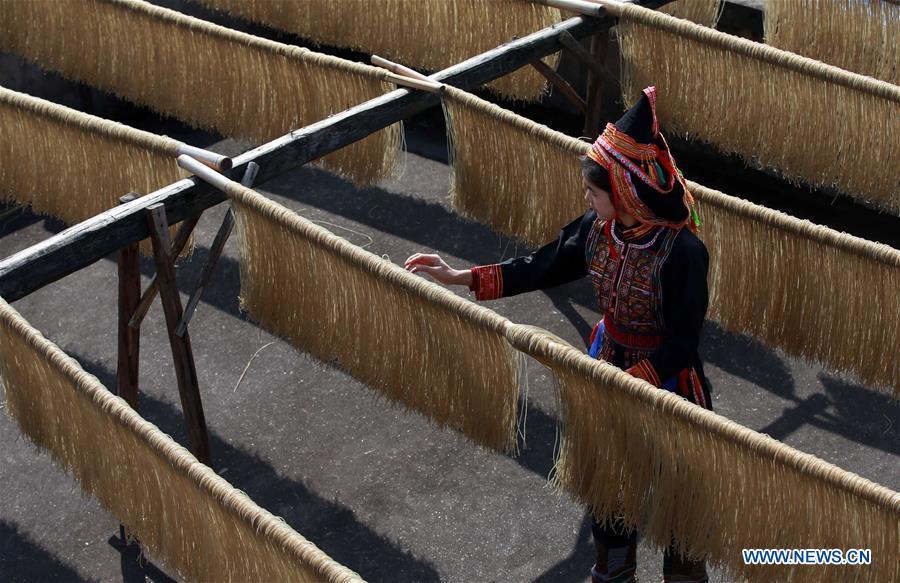 Villagers in SW China make sweet potato vermicelli for lunar New Year