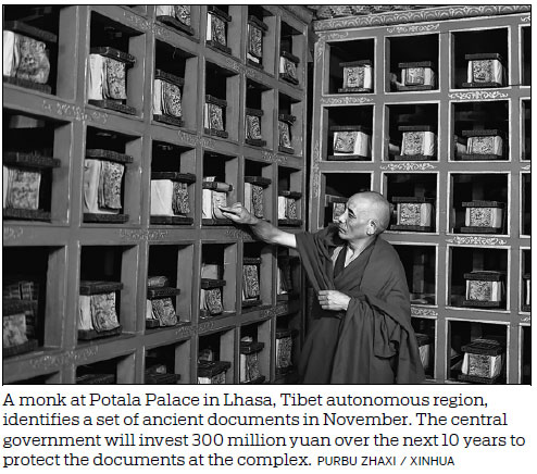 Ancient texts preserved in Tibet's Potala Palace