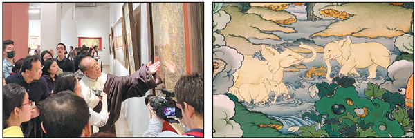 Exhibition unveils part of thangka scroll set to be completed in five years