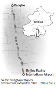 First test run for train on line to Beijing's new Daxing airport