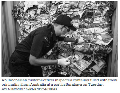 Indonesia to send 210 tons of waste back to Australia