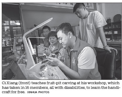 Fruit-pit carver helps people with disabilities