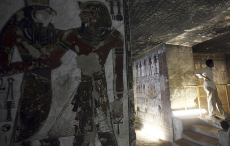Newly illuminated Egyptian Temple of Queen Hatshepsut
