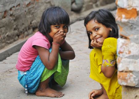 Happy childhood at Indian slums