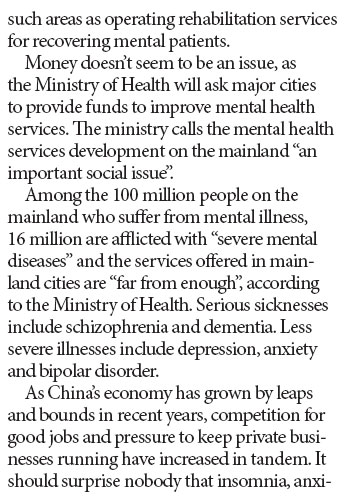 Helping with mental health problems on the mainland