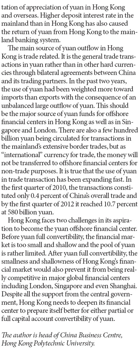 Can Hong Kong become the off shore yuan trade center?