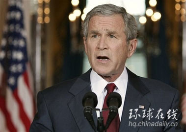 布什否决含从伊撤军时间表拨款法案 民主党人抨击