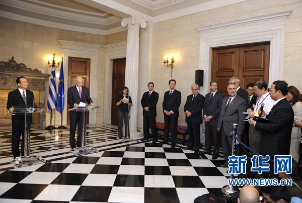 温家宝与希腊总理帕潘德里欧会晤（组图）