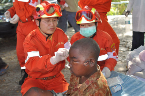 中国医疗点已救助110名灾民
