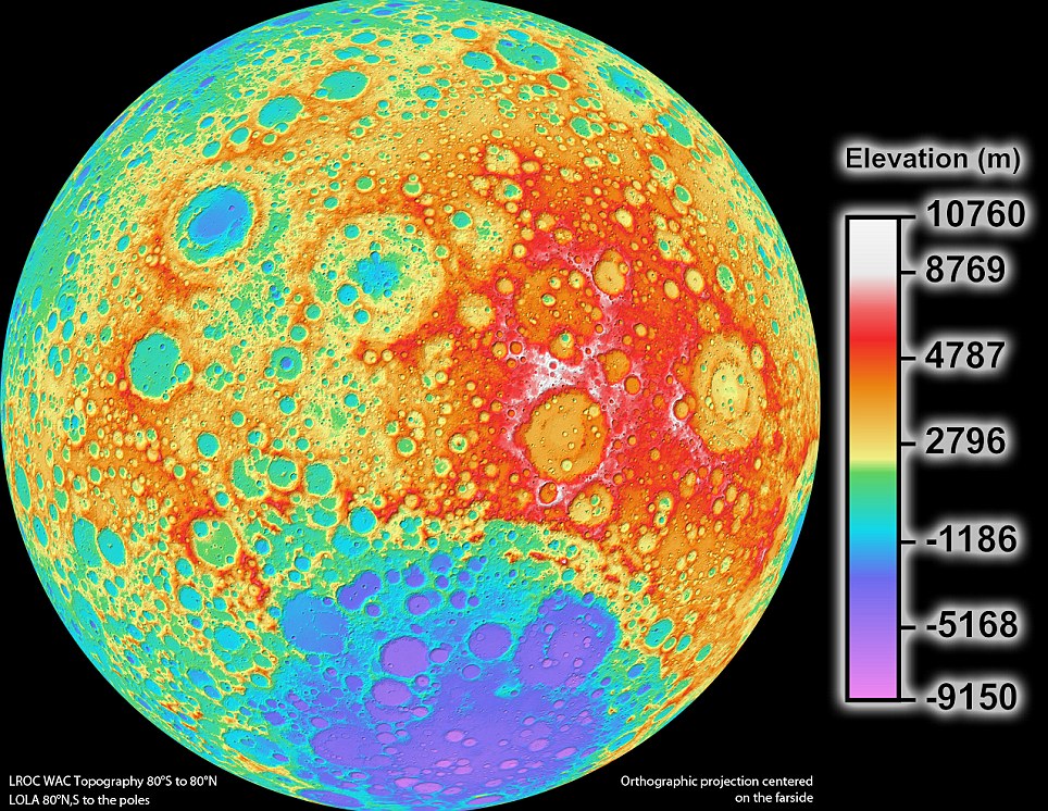 NASA公布首张月球表面3D地形图