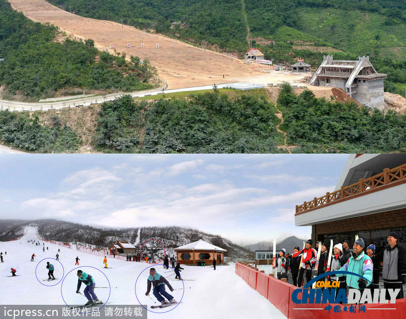 朝鲜马息岭滑雪场前后对比不一致疑似经过ps处理