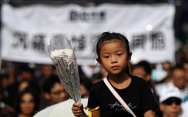 Mourners on the march in Hong Kong