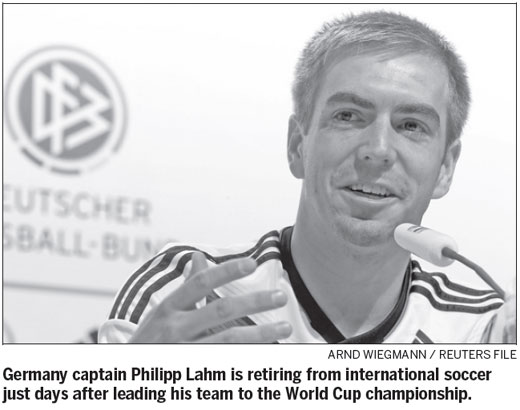 Lahm going out at the top