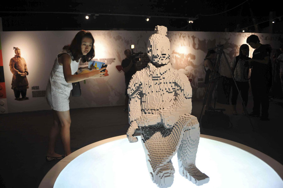 Lego warrior on display in Shanghai