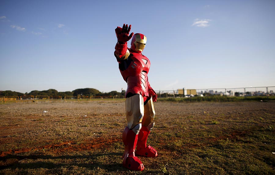 Cosplay enthusiasts pose during 'Anime Friends' in Brazil