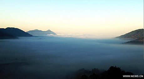 Cloud scenery after rainfall at Huangshan Mountain
