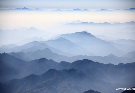 Cloud scenery after rainfall at Huangshan Mountain