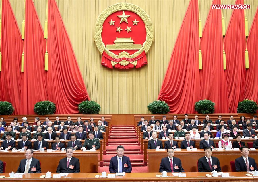 Chinese leaders attend opening meeting of 5th session of 12th NPC