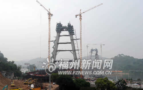 淮安大桥主塔建设进入冲刺阶段 预计9月完成封顶