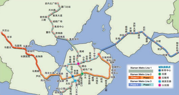 Current and potential commercial areas around Xiamen Metro lines