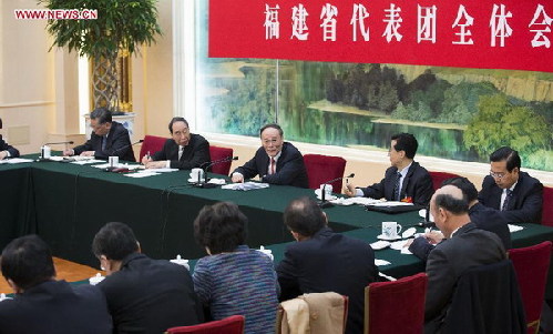 Wang Qishan joins Fujian NPC deputies in discussion