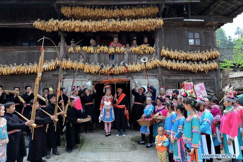 People of Miao ethnic group perform local wedding ceremony in SW China