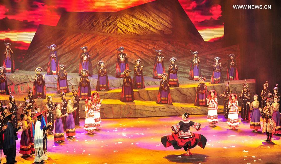 Actors perform dance drama of Yi people in SW China