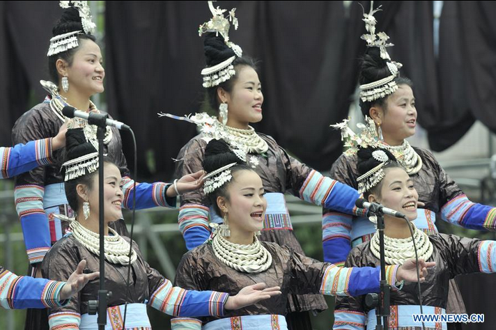 Dong ethnic group perform big song in Guizhou