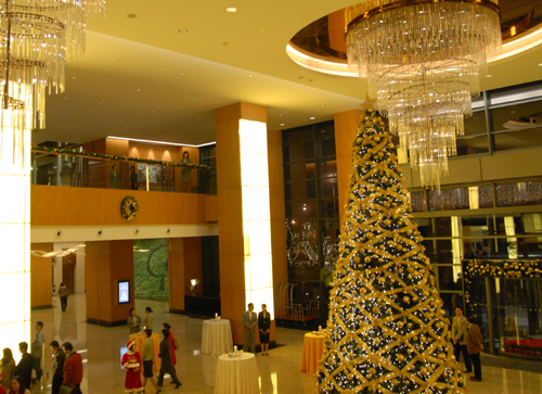 Hilton hotel lights up Christmas holiday
