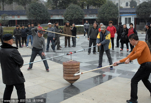 Wooden top taken for a spin in C China