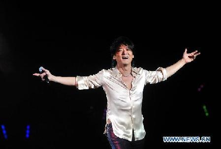 Singer Emil Chau performs at concert in Wuhan