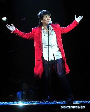 Singer Emil Chau performs at concert in Wuhan