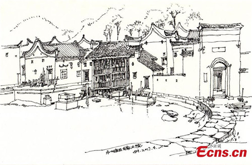 Professor devoted to hand drawing old villages
