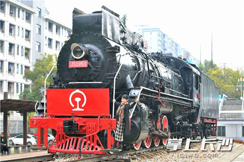 Antique locomotives on display in Changsha