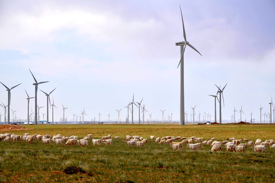 Wind farms in Urad Middle Banner, Inner Mongolia