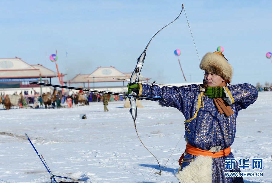 Mongol snow sports in Xin Barag Left Banner