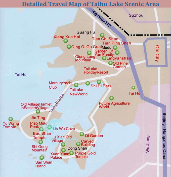 Travel map of Taihu Lake