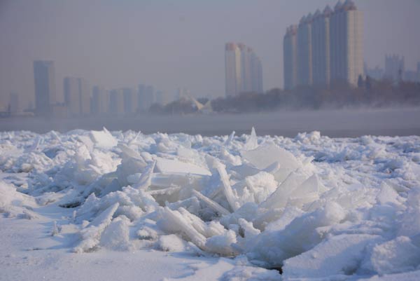 Jilin's beautiful ice jam