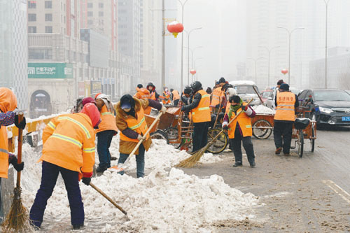 Spring snow blankets Shenyang