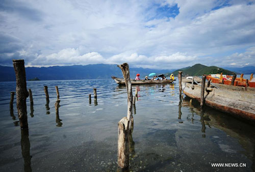 Beautiful scenery of Lugu Lake in SW China's Yunnan