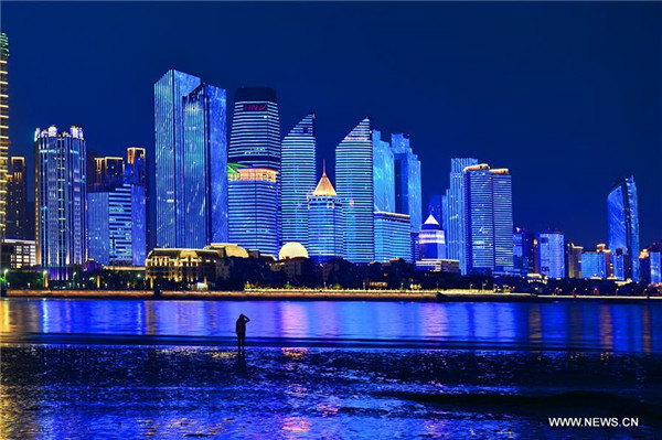 Night view of Qingdao, host city of upcoming SCO summit